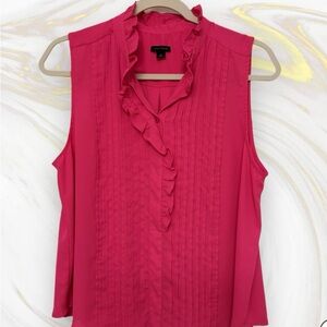 Ann Taylor Fuchsia Ruffle Blouse